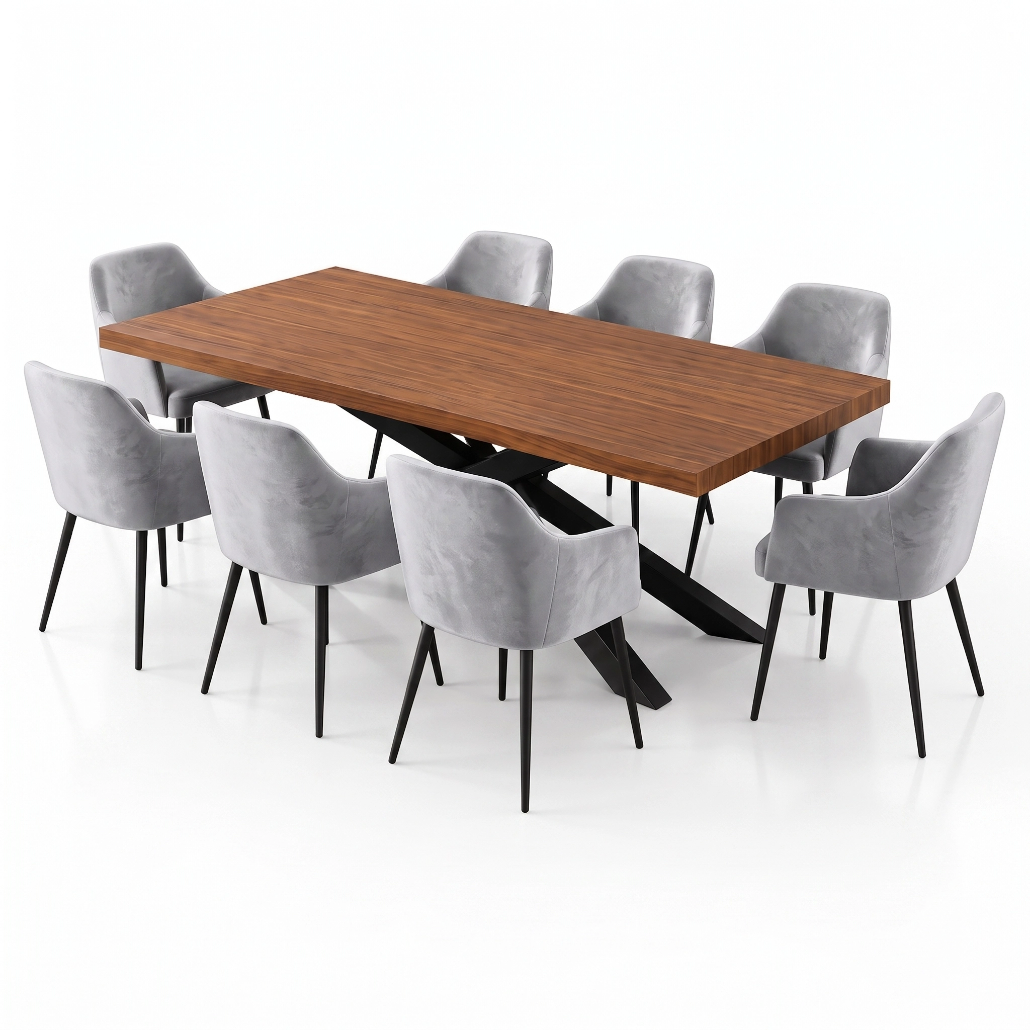 Comedor Imperial con 8 Sillas Elia en Gris Claro, vista principal