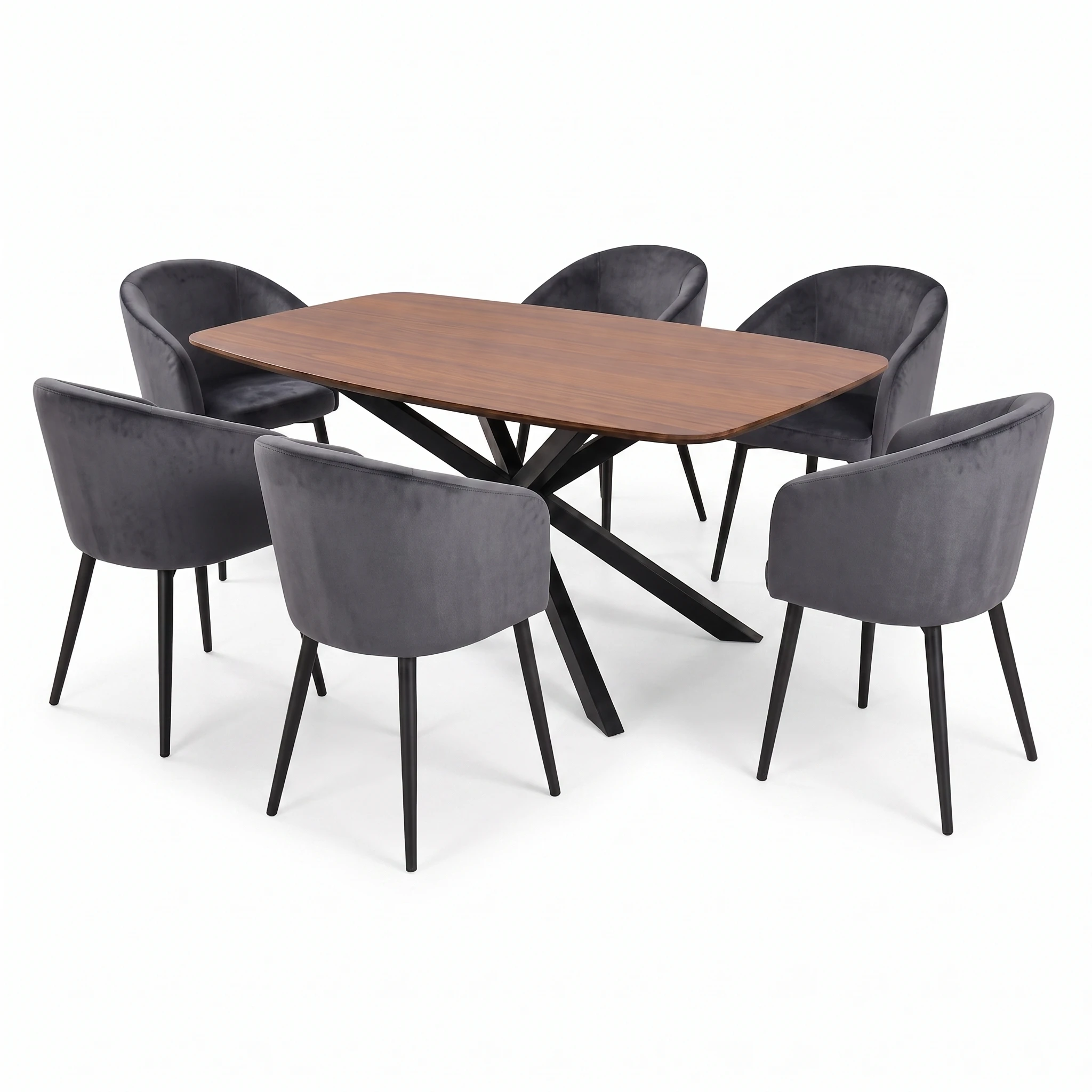 Comedor Mateo con 6 Sillas Cobalto en Gris Oxford, vista principal