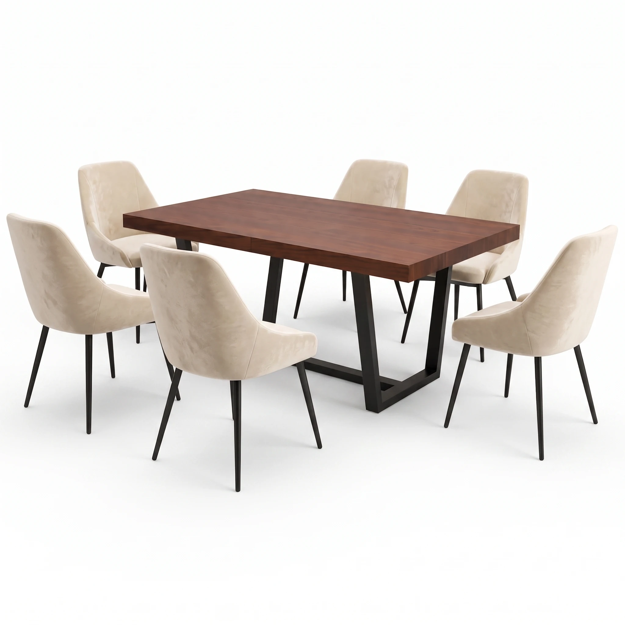 Comedor Milano con 6 Sillas Madie en Marfil Beige, vista principal