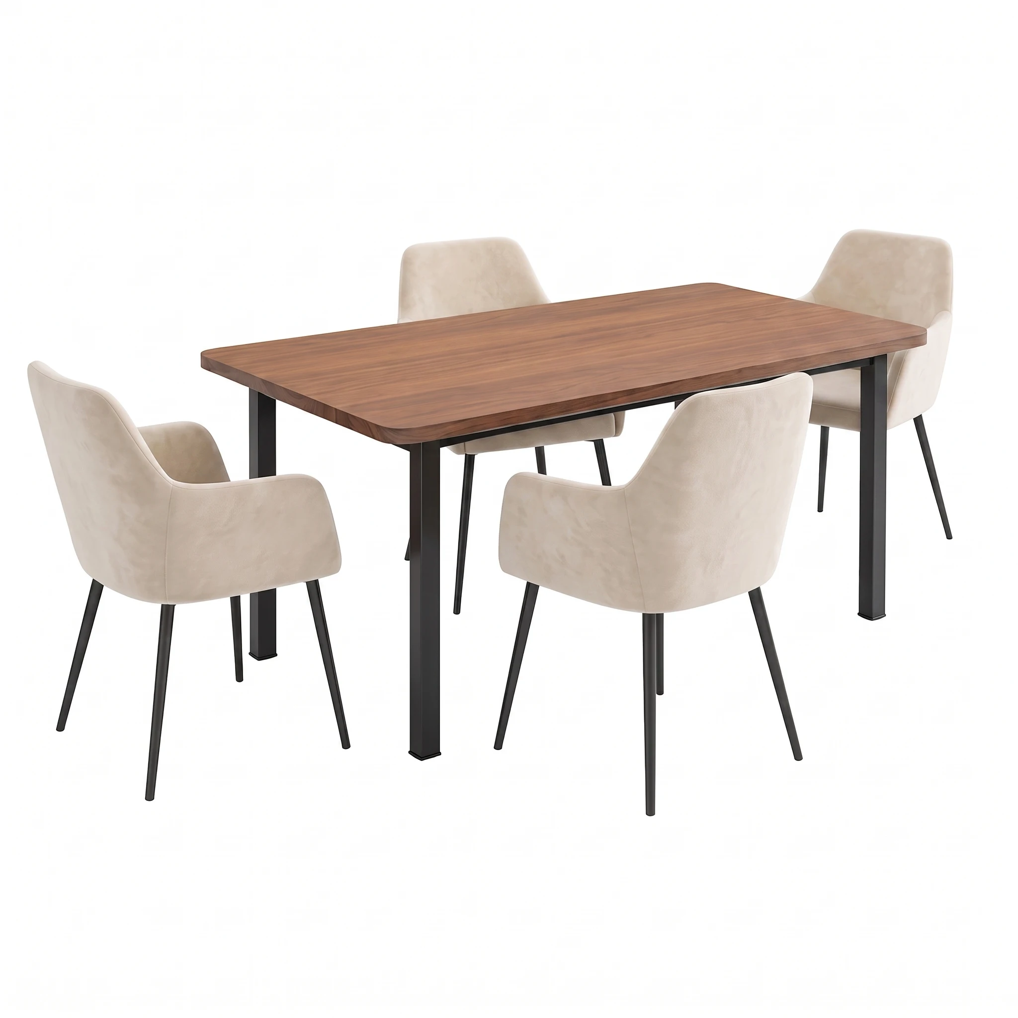 Comedor Orlando con 4 Sillas Aida en Marfil Beige, vista principal